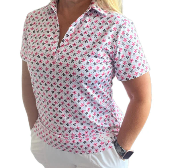Kandy Golf Ladies Sweet Pink V-Neck Polo